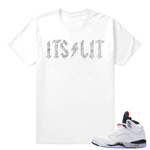 Air Jordan 5 Cement - Streetwear tee - Its Lit - White