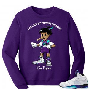 Air Jordan 5 Sweatshirt Grape | Sneakerhead Pinocchio | Purple Sweatshirt