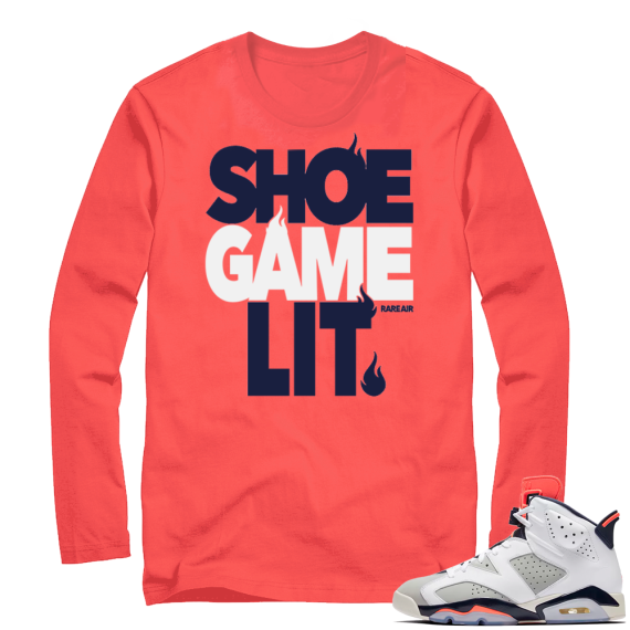 Air Jordan 6 shoe game lit shirt | Infrared Long Sleeve shirt