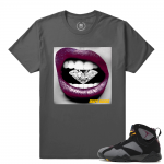 Air Jordan 7 Bordeaux shoes - Sneaker tee match Diamond Lips - Grey