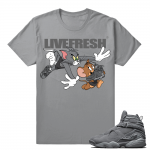 Air Jordan 8 Cool Grey Sneaker tees - Live Fresh Tom & Jerry 8s - Grey