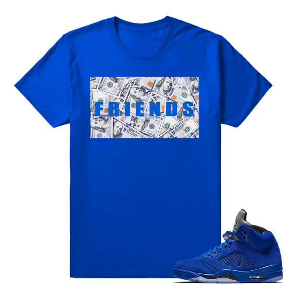 Air Jordan Retro 5 Sneaker Tees Shirts 'Friends' T-Shirt Royal