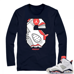 Air Jordan Retro 6 shirt | Retro 6 Logo | Navy Long Sleeve shirt