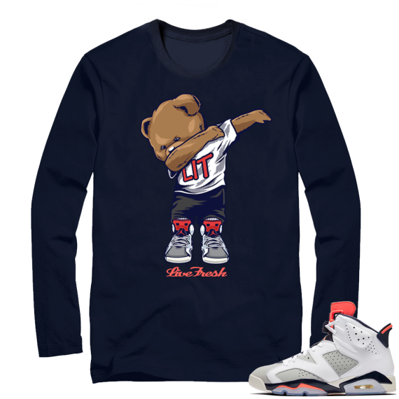 Air jordan 6 Tinker | Dabbin Bear | Navy Long Sleeve shirt