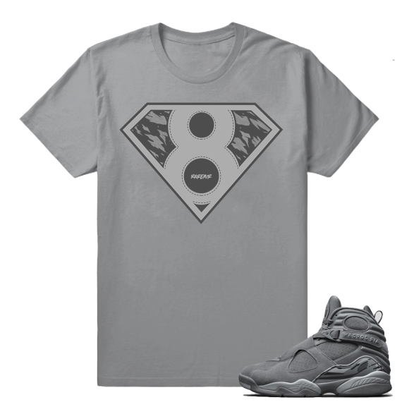 Air jordan Retro Cool Grey 8s matching tee shirt - Super 8s - Grey