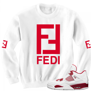 Air Jordan 4 Alternate 89 match 'Big FEDI' Crewneck| White Crewneck