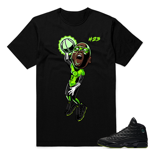 Altitude 13 Sneaker tees Black MJ Green Lantern