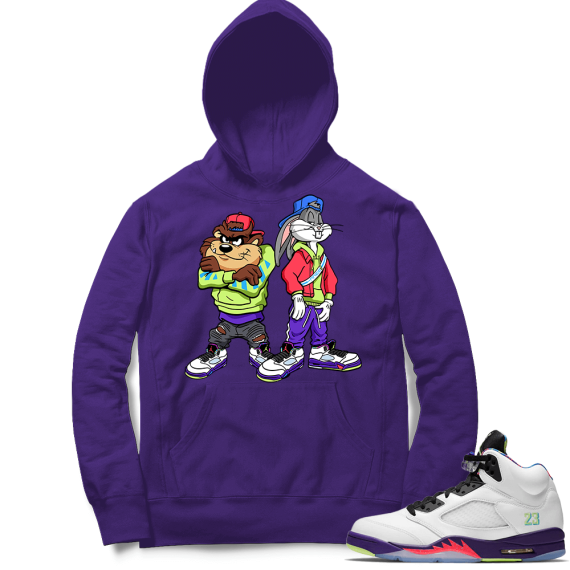 Bel Air 5s Sneaker Hoodie - Purple - Bugs And Taz