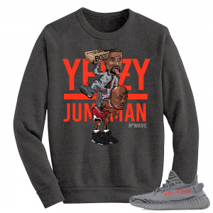 Beluga Yeezy Boost 350 V2 Crewneck Sweater Grey Yeezy Over Jumpman