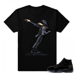 Black Jordan 11 sneaker tees Cap and Gown  Dabbin MJ  Black tee