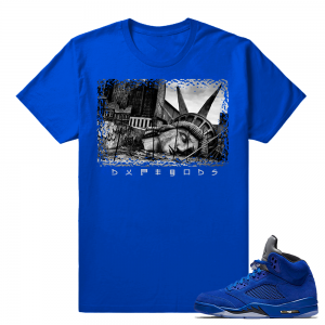 Blue Suede 5s Sneaker tees 'Liberty Fallen' T-Shirt Royal