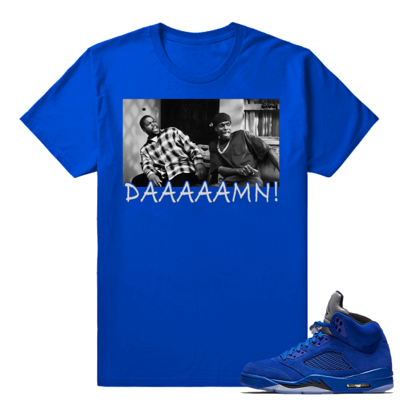 Blue Suede 5s t shirt 'Friday Daaamn' T-Shirt Royal