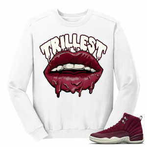 Bordeaux 12s Trillest White Crewneck Sweater