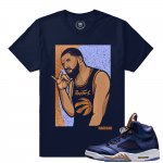 Air Jordan 5 Bronze Match Sneaker Tee | 6 God | Navy T shirt