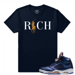 Air Jordan 5 Bronze Match Sneaker Tee | Country Club Rich | Navy T shirt