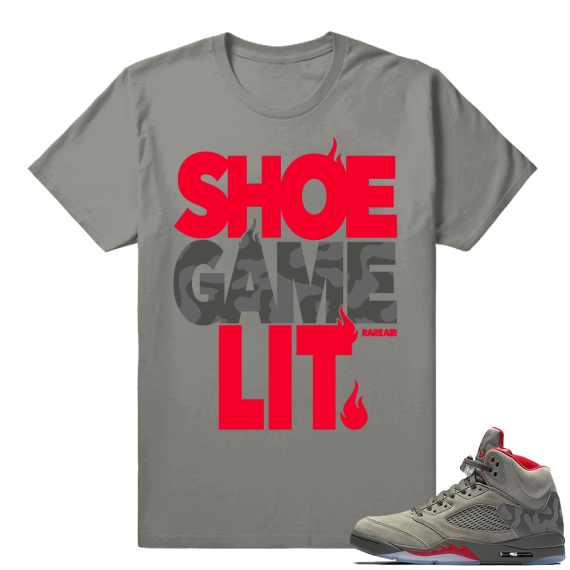 Camo 5 Jordan Retro Matching Shirt 'Shoe Game Lit' - Olive