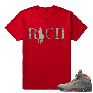 Camo Jordans Retro 5 Shirts - Country Club Rich - Red