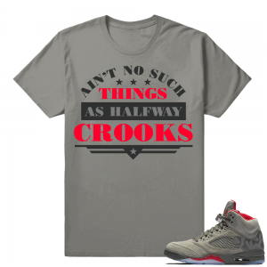 Camo shirts match Jordan 5s 'Halfway Crooks' - Olive