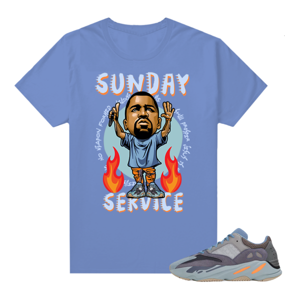 Carbon Blue Yeezy 700 | Ye Toon | Blue shirt