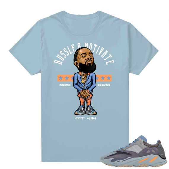 Carbon Blue Yeezy 700 | Nipsey Hussle Motivate | Carbon Blue shirt