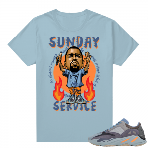 Carbon Blue Yeezy 700 | Sunday Service Ye Toon | Carbon Blue shirt