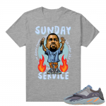 Carbon Blue Yeezy 700 | Sunday Service Ye Toon | Heather Grey shirt