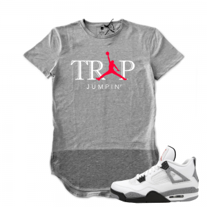 Air Jordan 4 Cement MATCH 'Trap Jumpin' shirt | Side Zipper Shirt | 2 Tone Grey