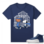 Air Jordan 12 Retro Indigo sneaker tees - Navy - Snoopy Trap House