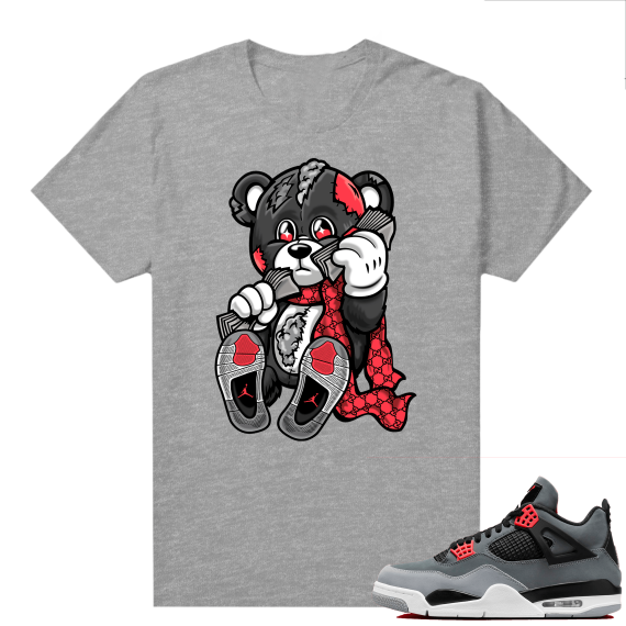 Infrared 4s - Tees Heather Gray Designer Bear