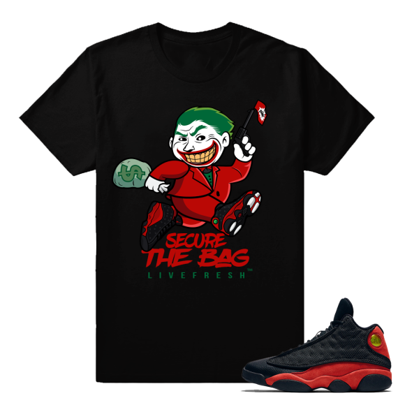 Bred 13s - Secure the Bag Joker Streetwear Sneaker tees - Black