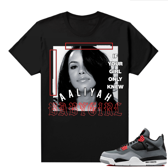 Jordan 4 Infrared Shirts - Black Aaliyah