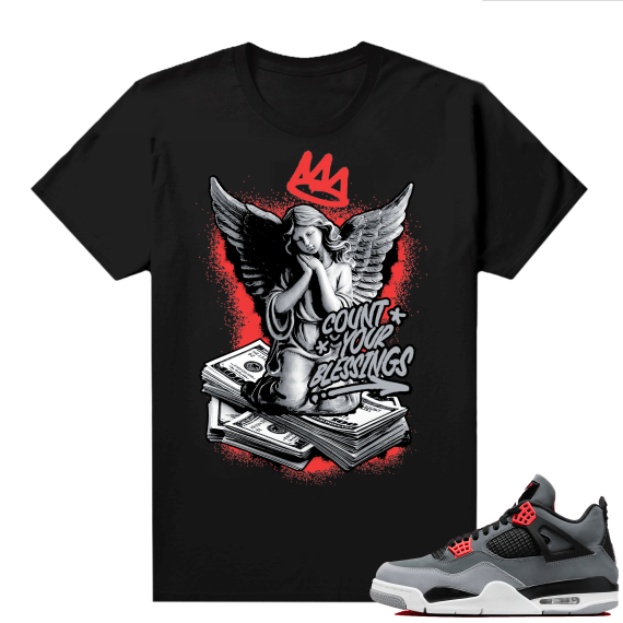 Jordan 4 Infrared Shirts - Black Count Your Blessings