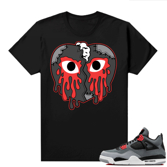 Jordan 4 Infrared Shirts - Black Crying Heart