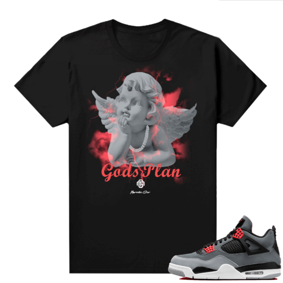 Jordan 4 Infrared Shirts - Black Marcello Gior Gods Plan