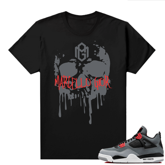 Jordan 4 Infrared Shirts - Black Marcello Gior Skull Drip