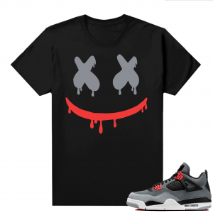 Jordan 4 Infrared Shirts - Black Smiley Drip