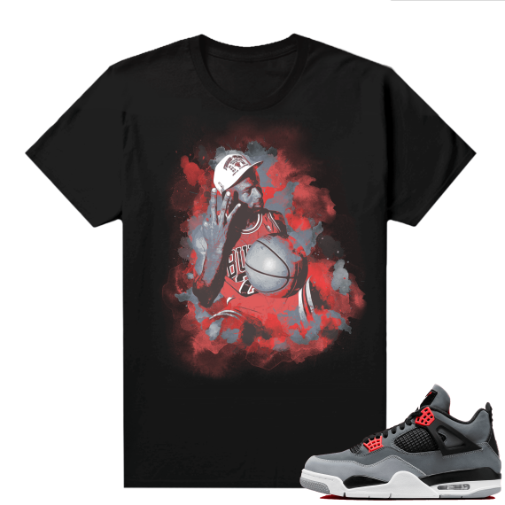 Jordan 4 Infrared Shirts - Black Watercolor MJ 3 Peat