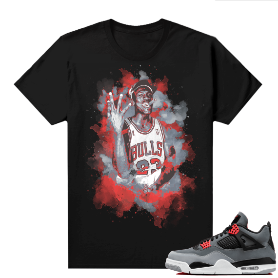 Jordan 4 Infrared Shirts - Black Watercolor MJ Cigar