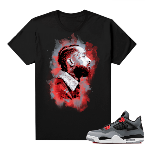 Jordan 4 Infrared Shirts - Black Watercolor Nipsey