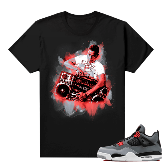 Jordan 4 Infrared Shirts - Black Watercolor Radio Raheem