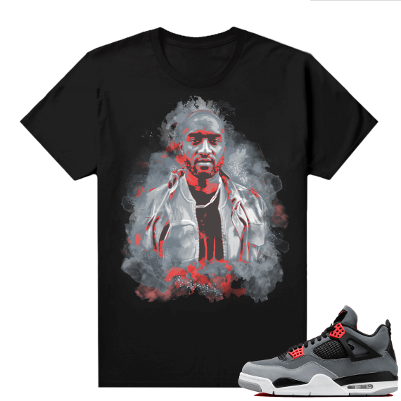 Jordan 4 Infrared Shirts - Black Watercolor Virgil