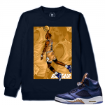 Air Jordan 5 Bronze Match Sneaker Tee | In the 5s Rare Air Bronze | Navy Crewneck