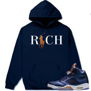 Air Jordan 5 Bronze Match Sneaker Tee | Country Club Rich | Navy Hoodie