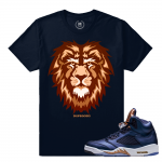 Air Jordan 5 Bronze Match Sneaker Tee | Lion Order | Navy T shirt