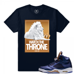 Air Jordan 5 Bronze Match Sneaker Tee | Watch The Throne | Navy T shirt