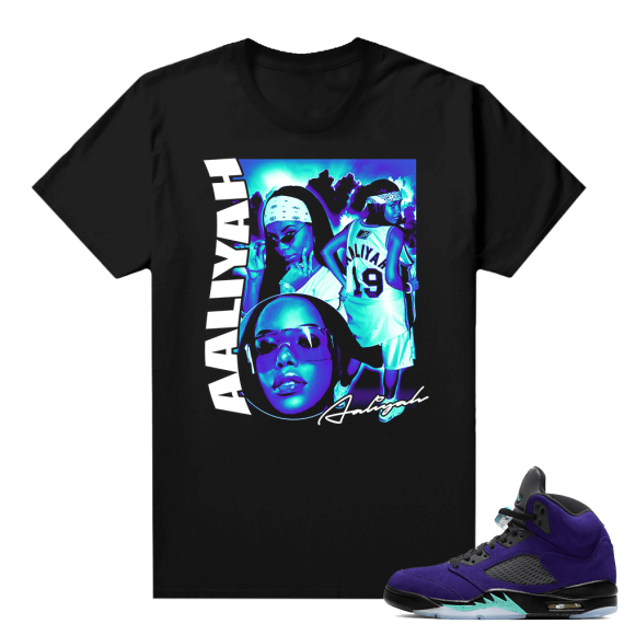 Alternate Grape 5s Sneaker Tees - Black - Aaliyah Vintage Rap