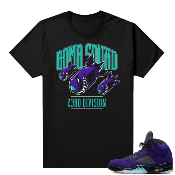 Alternate Grape 5s Sneaker Tees - Black - Bomb Squad V2