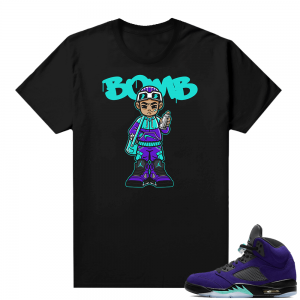 Alternate Grape 5s Sneaker Tees - Black - Bomber