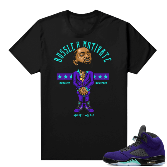 Alternate Grape 5s Sneaker Tees - Black - Hussle Motivate