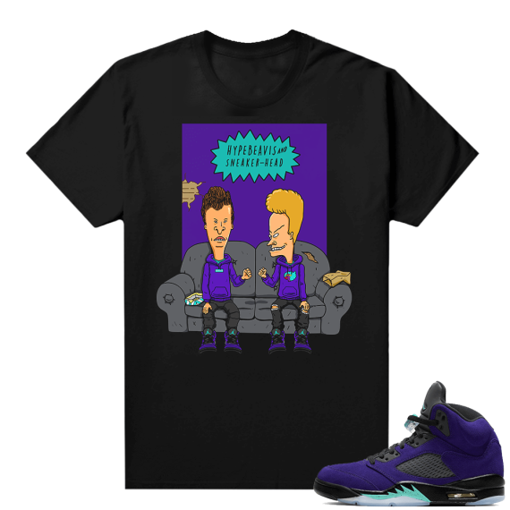 Alternate Grape 5s Sneaker Tees - Black - Hype Beavis and Sneakerhead